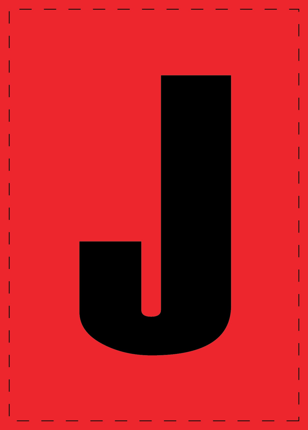 Buchstabe J Klebebuchstaben und Zahlenaufkleber schwarze Schrift roter Hintergrund ES-BGPVC-J