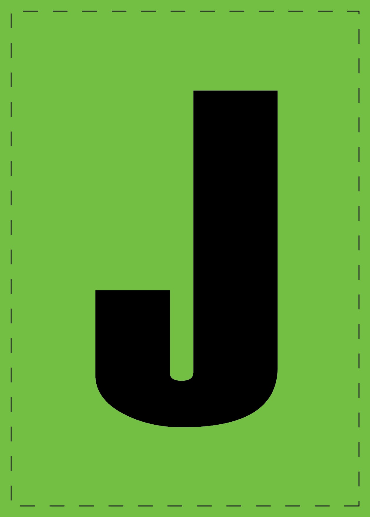 Buchstabe "J" Klebebuchstaben und Zahlenaufkleber schwarze Schrift grüner Hintergrund ES-BGPVC-J
