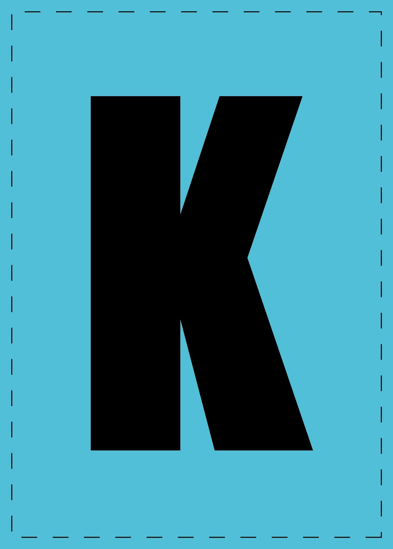 Buchstabe K Klebebuchstaben und Zahlenaufkleber schwarze Schrift BLAU Hintergrund ES-BGPVC-K-50