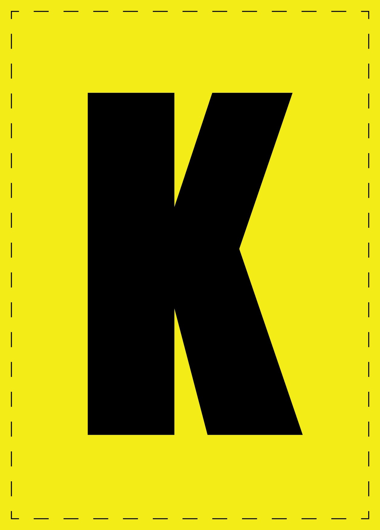 Buchstabe K Klebebuchstaben und Zahlenaufkleber schwarze Schrift gelber Hintergrund ES-BGPVC-K-3