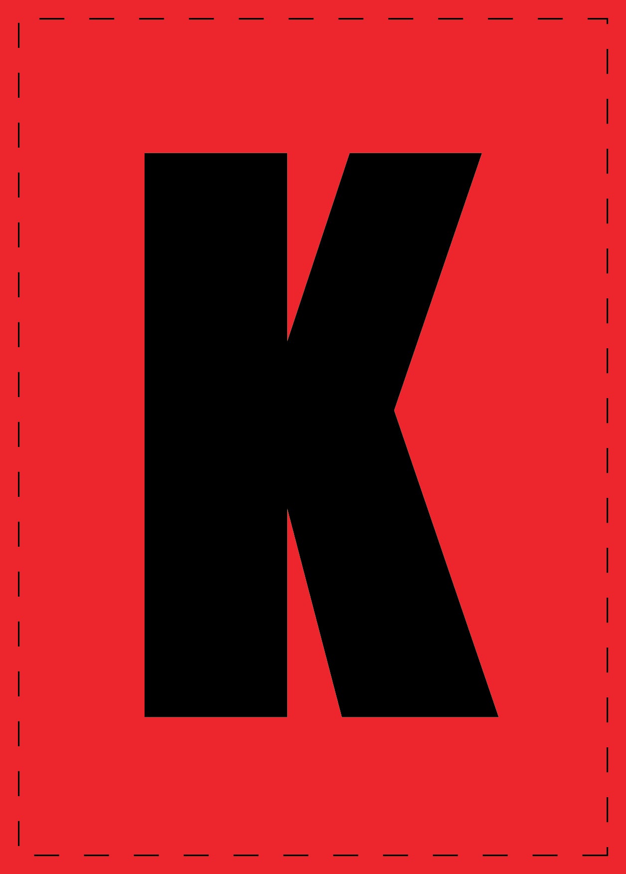 Buchstabe K Klebebuchstaben und Zahlenaufkleber schwarze Schrift roter Hintergrund ES-BGPVC-K