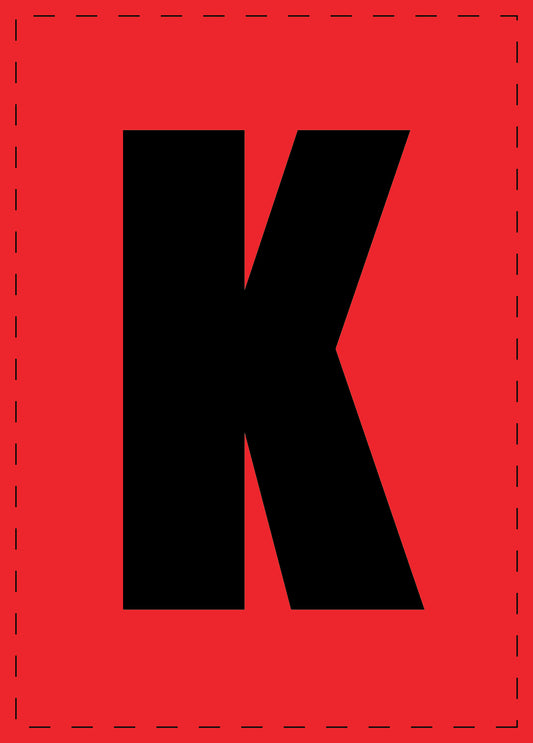 Buchstabe K Klebebuchstaben und Zahlenaufkleber schwarze Schrift roter Hintergrund  ES-BGPVC-K