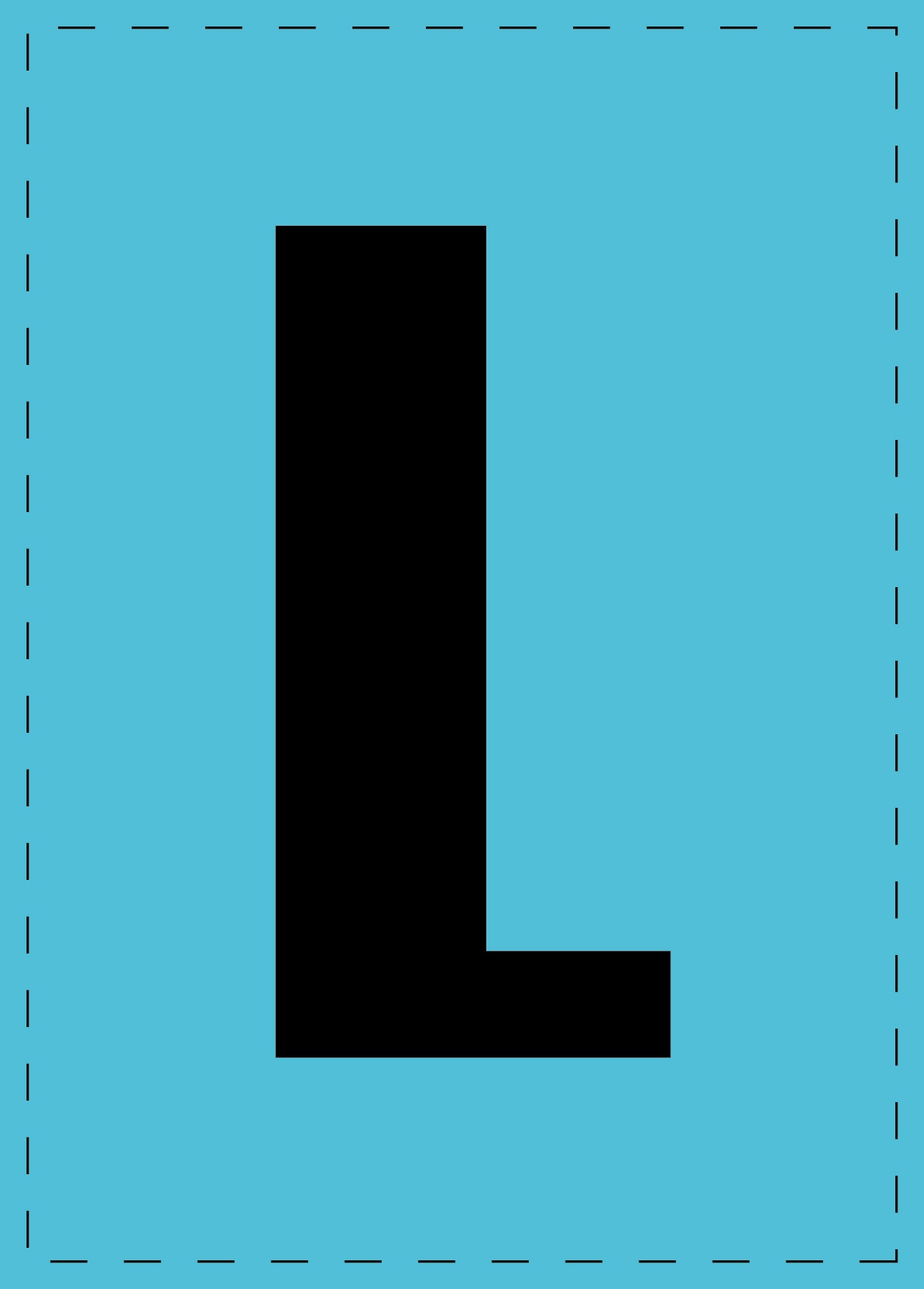Buchstabe L Klebebuchstaben und Zahlenaufkleber schwarze Schrift BLAU Hintergrund ES-BGPVC-L-50