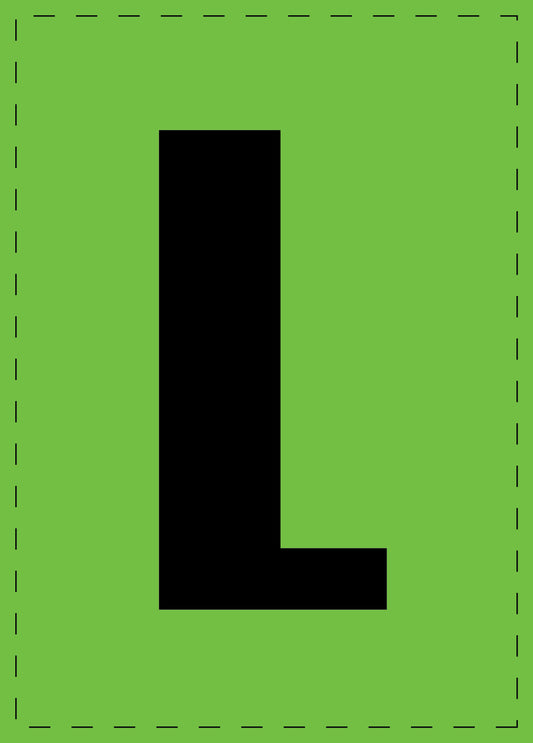Buchstabe "L" Klebebuchstaben und Zahlenaufkleber  schwarze Schrift grüner Hintergrund  ES-BGPVC-L