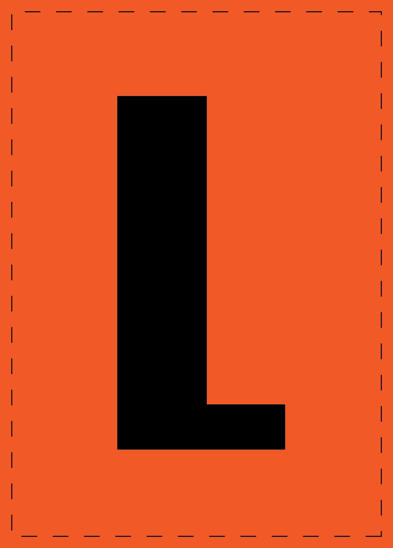 Klebebuchstaben "L" und Zahlenaufkleber schwarze Schrift orange Hintergrund ES-BGPVC-L