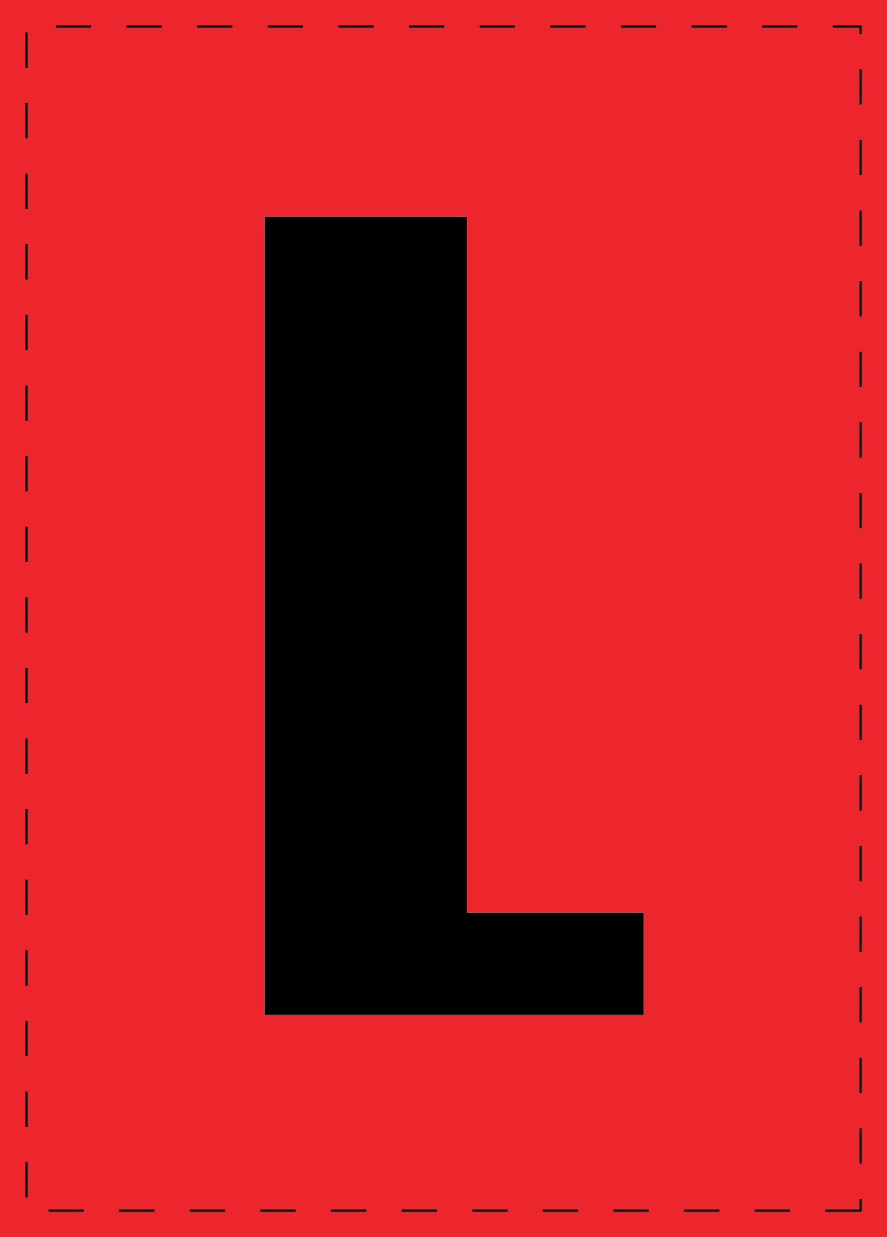 Buchstabe L Klebebuchstaben und Zahlenaufkleber schwarze Schrift roter Hintergrund ES-BGPVC-L