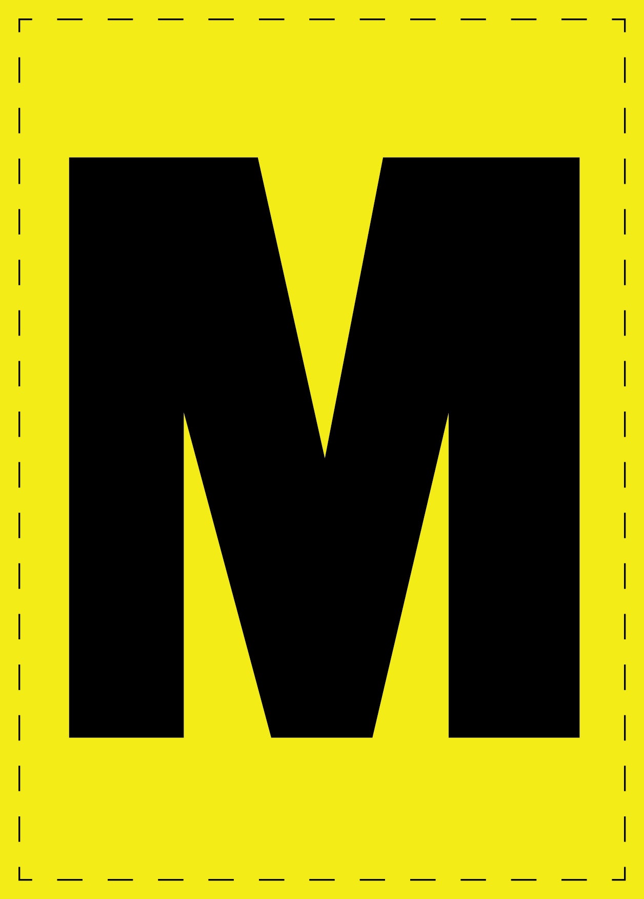 Buchstabe M Klebebuchstaben und Zahlenaufkleber schwarze Schrift gelber Hintergrund ES-BGPVC-M-3