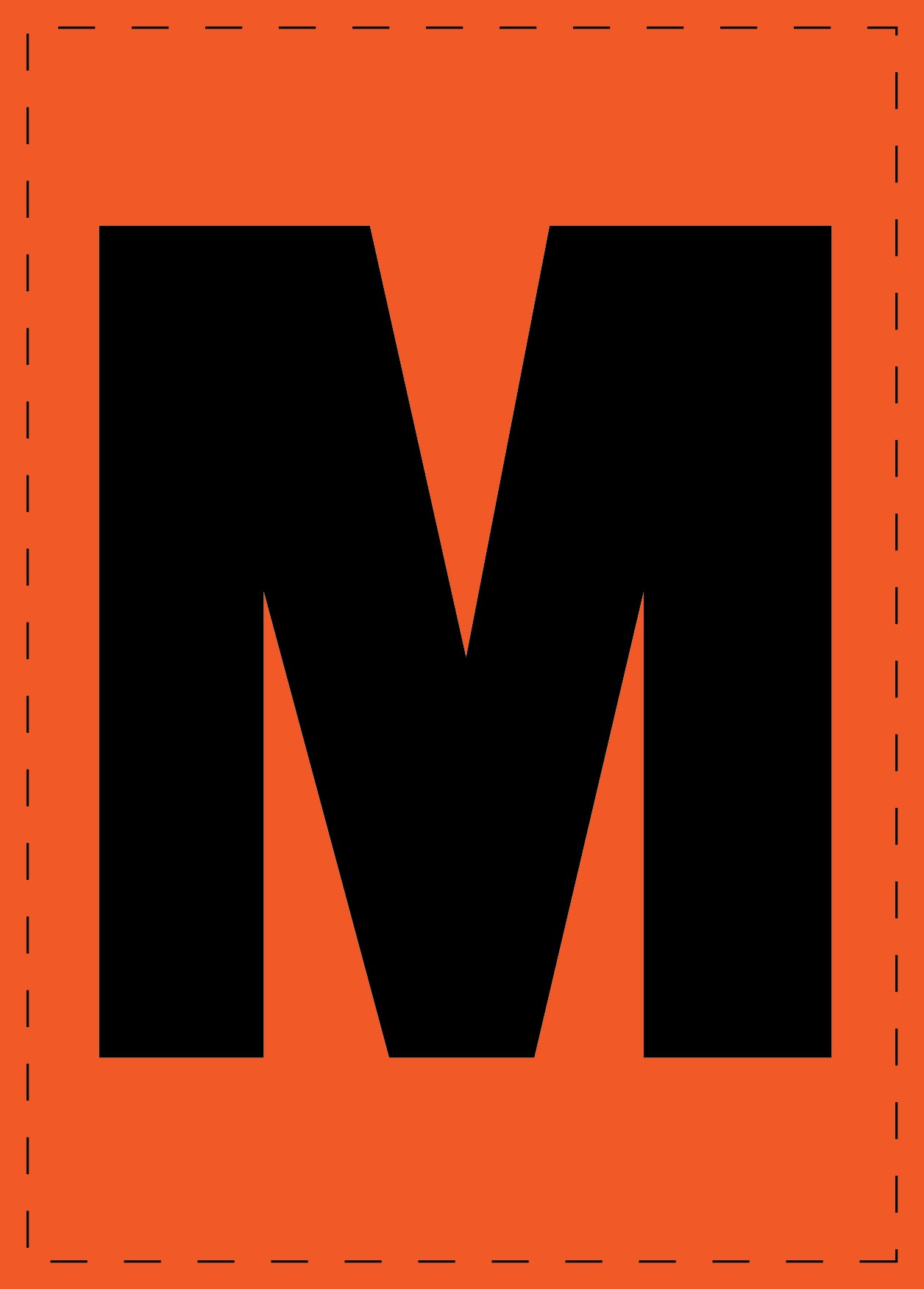 Klebebuchstaben "M" und Zahlenaufkleber schwarze Schrift orange Hintergrund ES-BGPVC-M