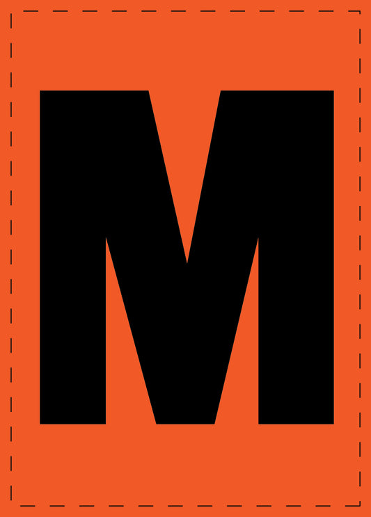 Klebebuchstaben "M" und Zahlenaufkleber schwarze Schrift orange Hintergrund  ES-BGPVC-M