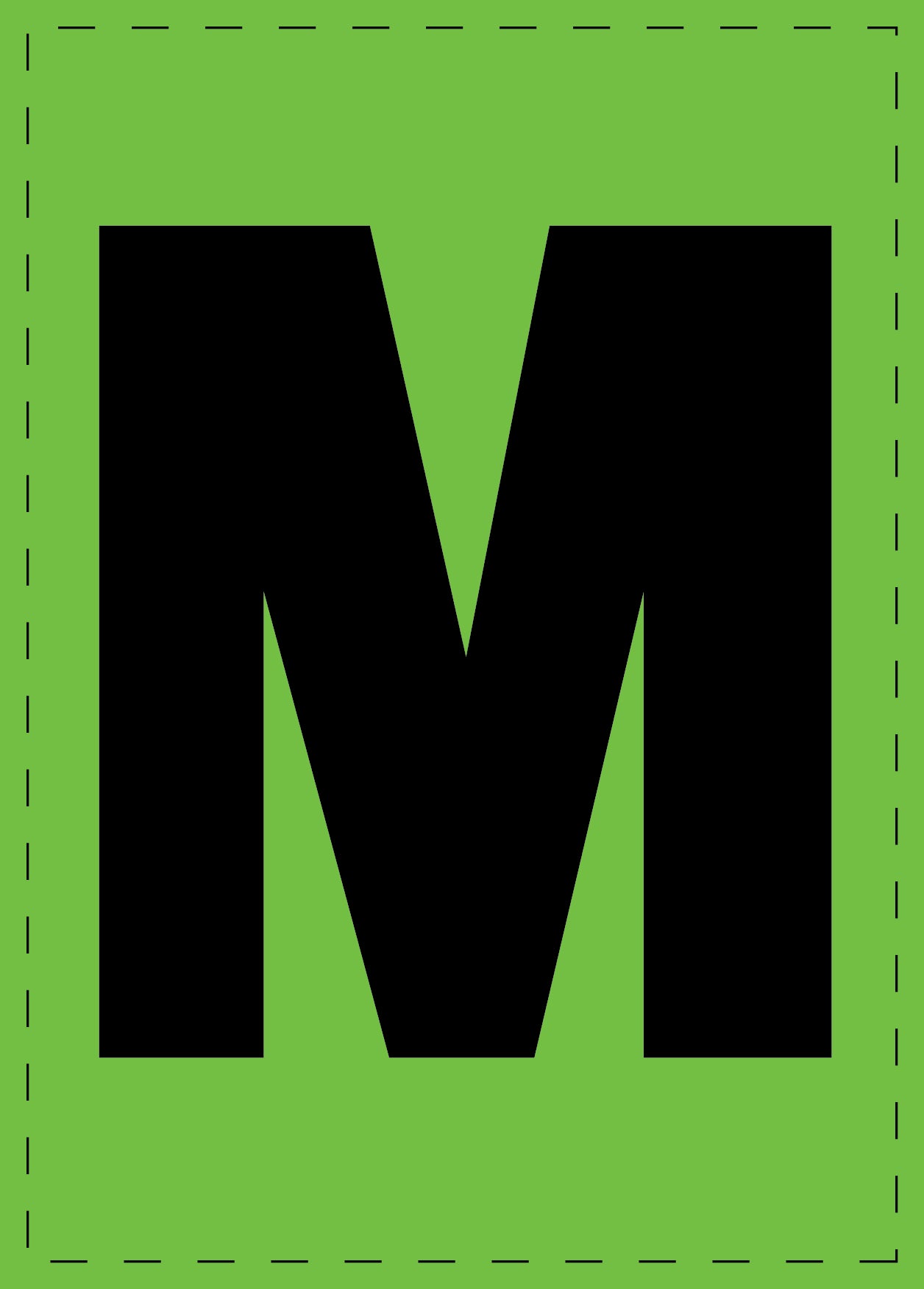 Buchstabe "M" Klebebuchstaben und Zahlenaufkleber schwarze Schrift grüner Hintergrund ES-BGPVC-M