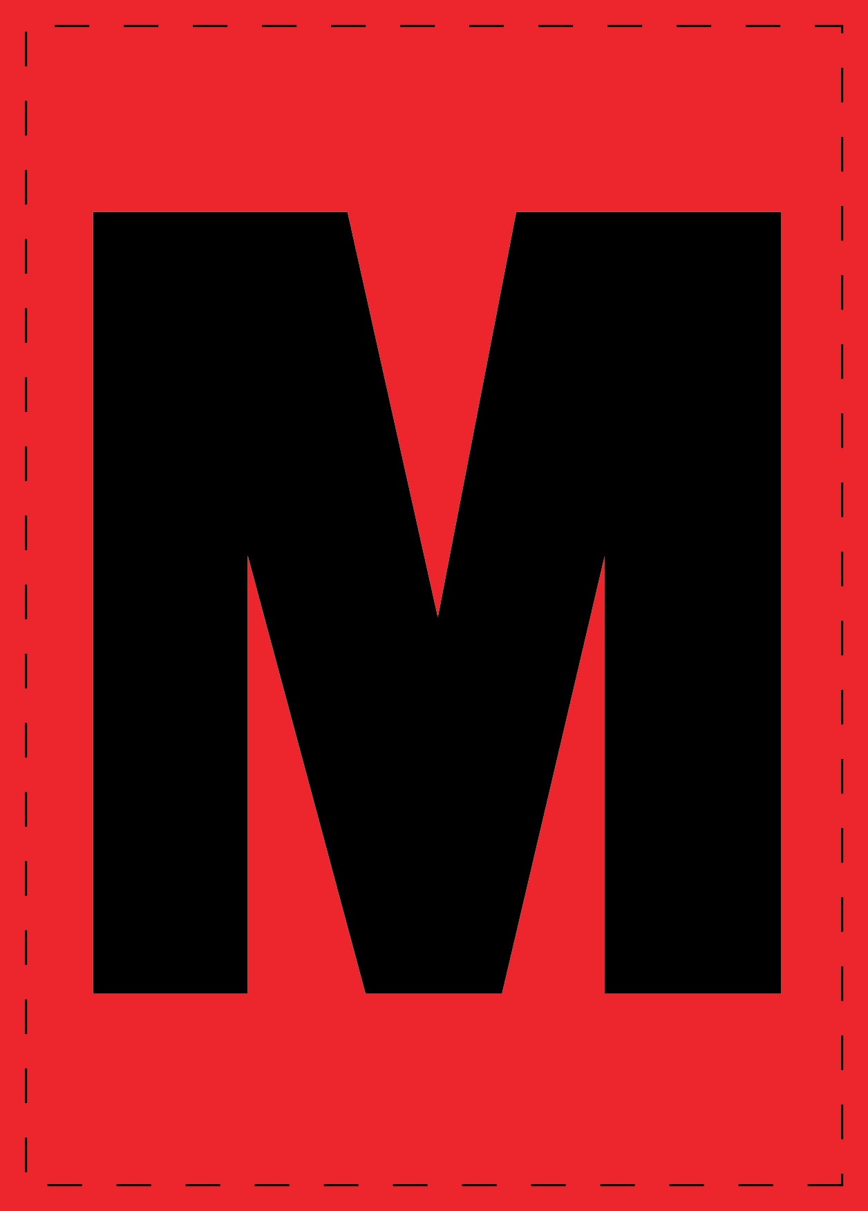 Buchstabe M Klebebuchstaben und Zahlenaufkleber schwarze Schrift roter Hintergrund ES-BGPVC-M