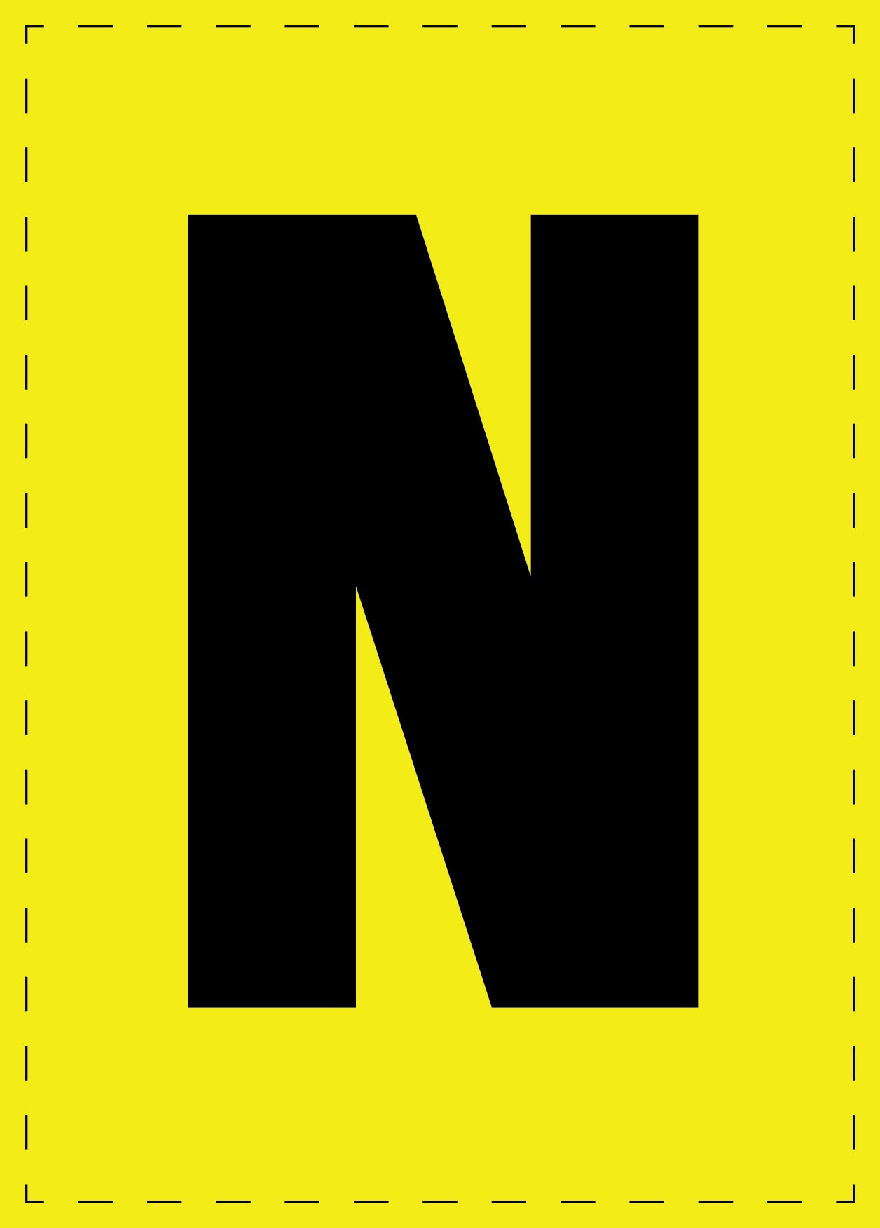 Buchstabe N Klebebuchstaben und Zahlenaufkleber schwarze Schrift gelber Hintergrund ES-BGPVC-N-3