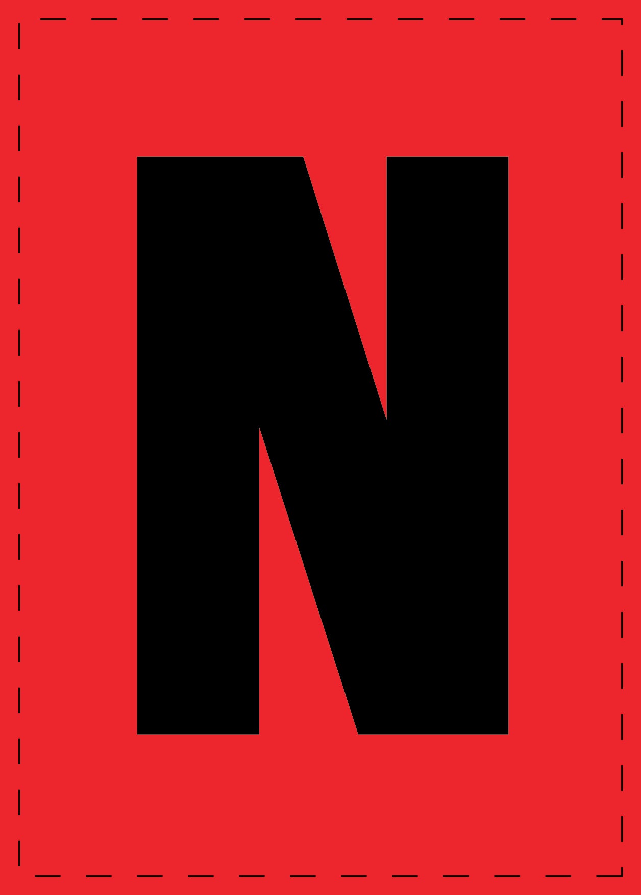 Buchstabe N Klebebuchstaben und Zahlenaufkleber schwarze Schrift roter Hintergrund ES-BGPVC-N