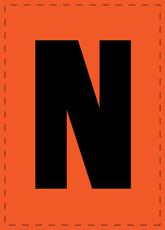 Klebebuchstaben "N" und Zahlenaufkleber schwarze Schrift orange Hintergrund  ES-BGPVC-N
