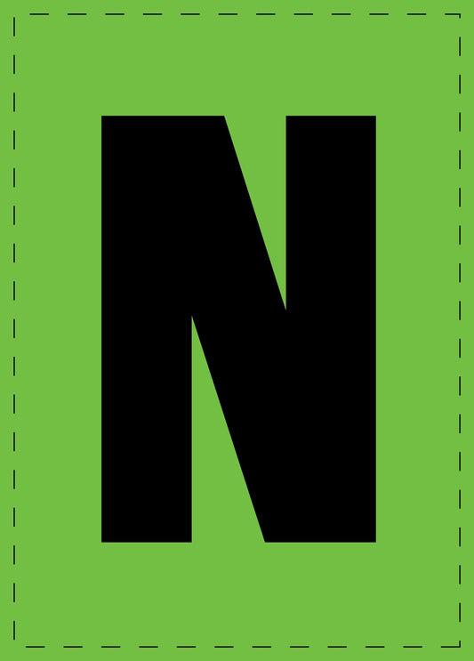 Buchstabe "N" Klebebuchstaben und Zahlenaufkleber  schwarze Schrift grüner Hintergrund  ES-BGPVC-N