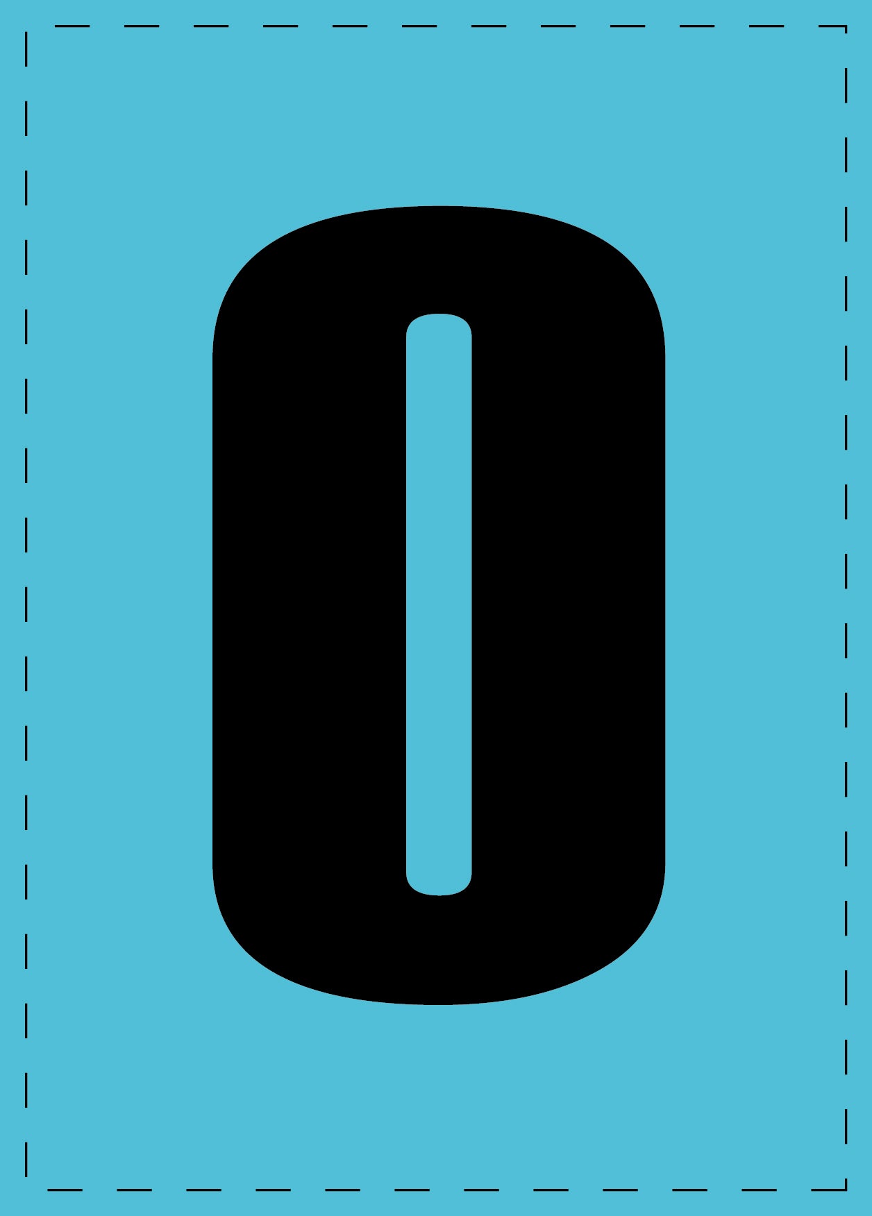 Buchstabe O Klebebuchstaben und Zahlenaufkleber schwarze Schrift BLAU Hintergrund ES-BGPVC-O-50