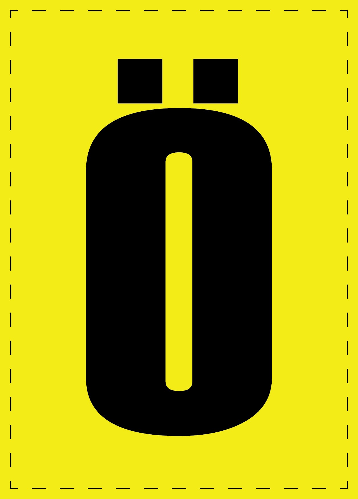 Buchstabe OE Klebebuchstaben und Zahlenaufkleber schwarze Schrift gelber Hintergrund ES-BGPVC-OE-3