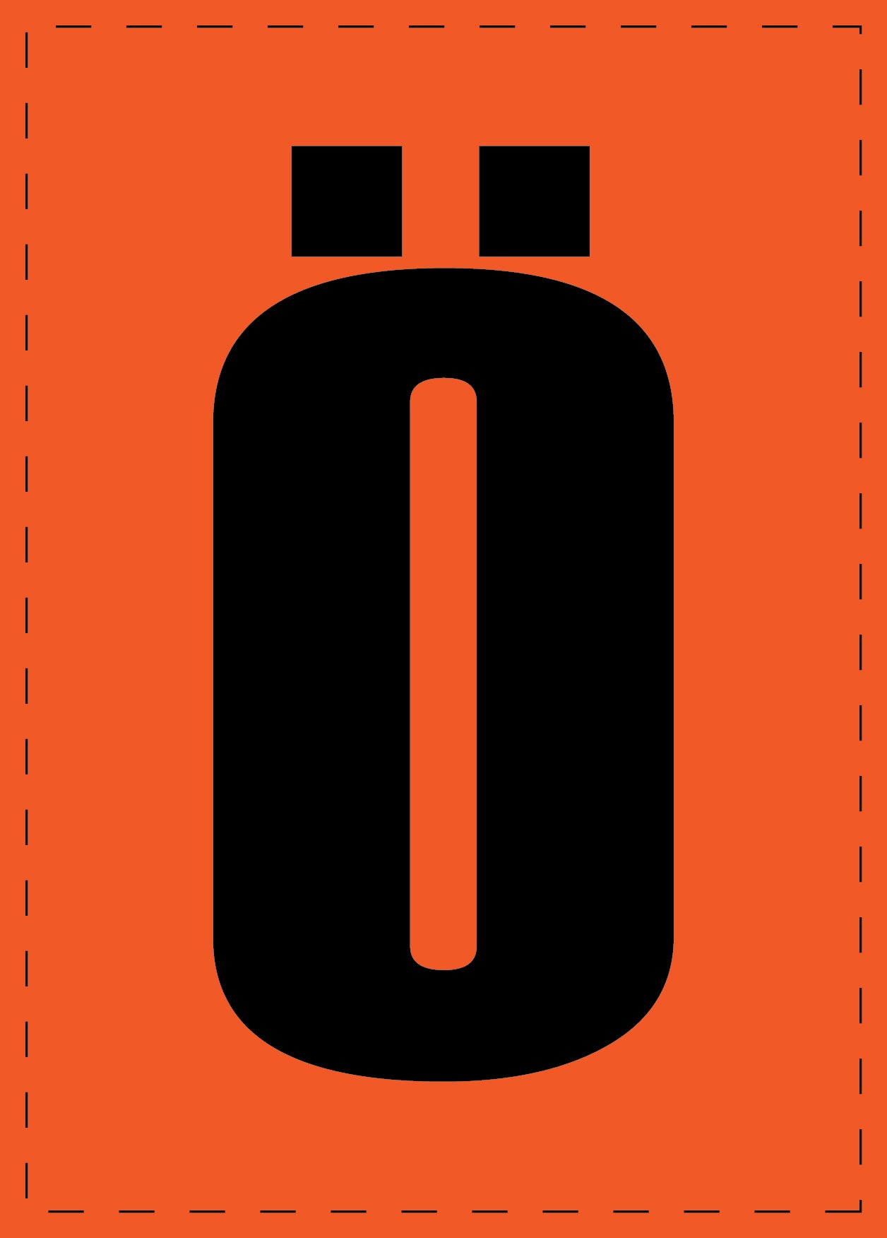 Klebebuchstaben "Ö" und Zahlenaufkleber schwarze Schrift orange Hintergrund ES-BGPVC-OE
