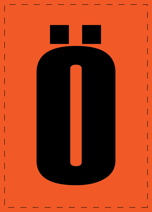 Klebebuchstaben "Ö" und Zahlenaufkleber schwarze Schrift orange Hintergrund  ES-BGPVC-OE