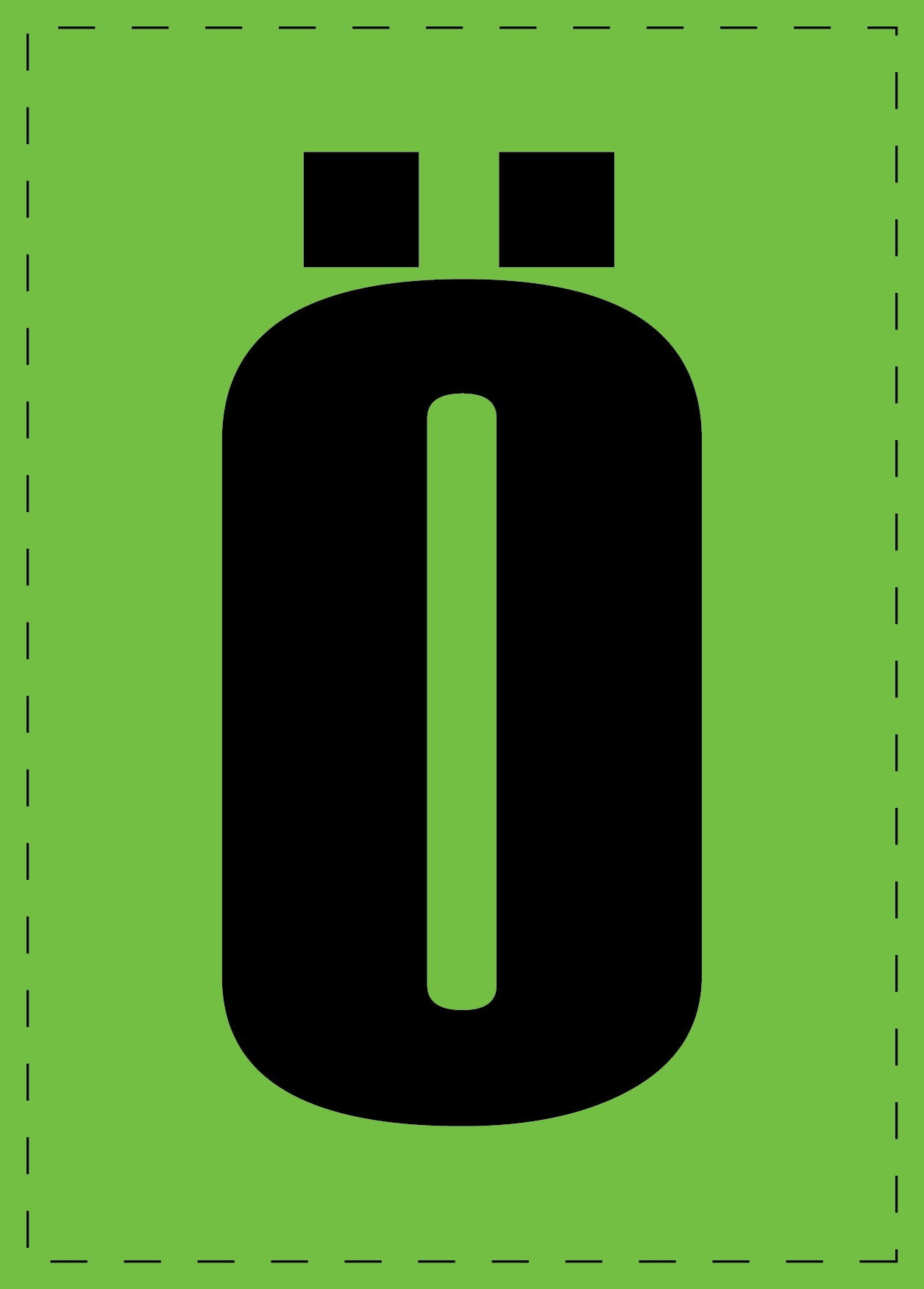 Buchstabe "Ö" Klebebuchstaben und Zahlenaufkleber schwarze Schrift grüner Hintergrund ES-BGPVC-OE