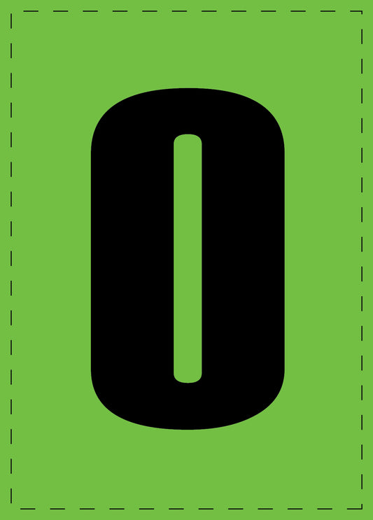 Buchstabe "O" Klebebuchstaben und Zahlenaufkleber  schwarze Schrift grüner Hintergrund  ES-BGPVC-O