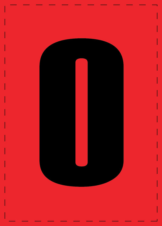Buchstabe O Klebebuchstaben und Zahlenaufkleber schwarze Schrift roter Hintergrund  ES-BGPVC-O