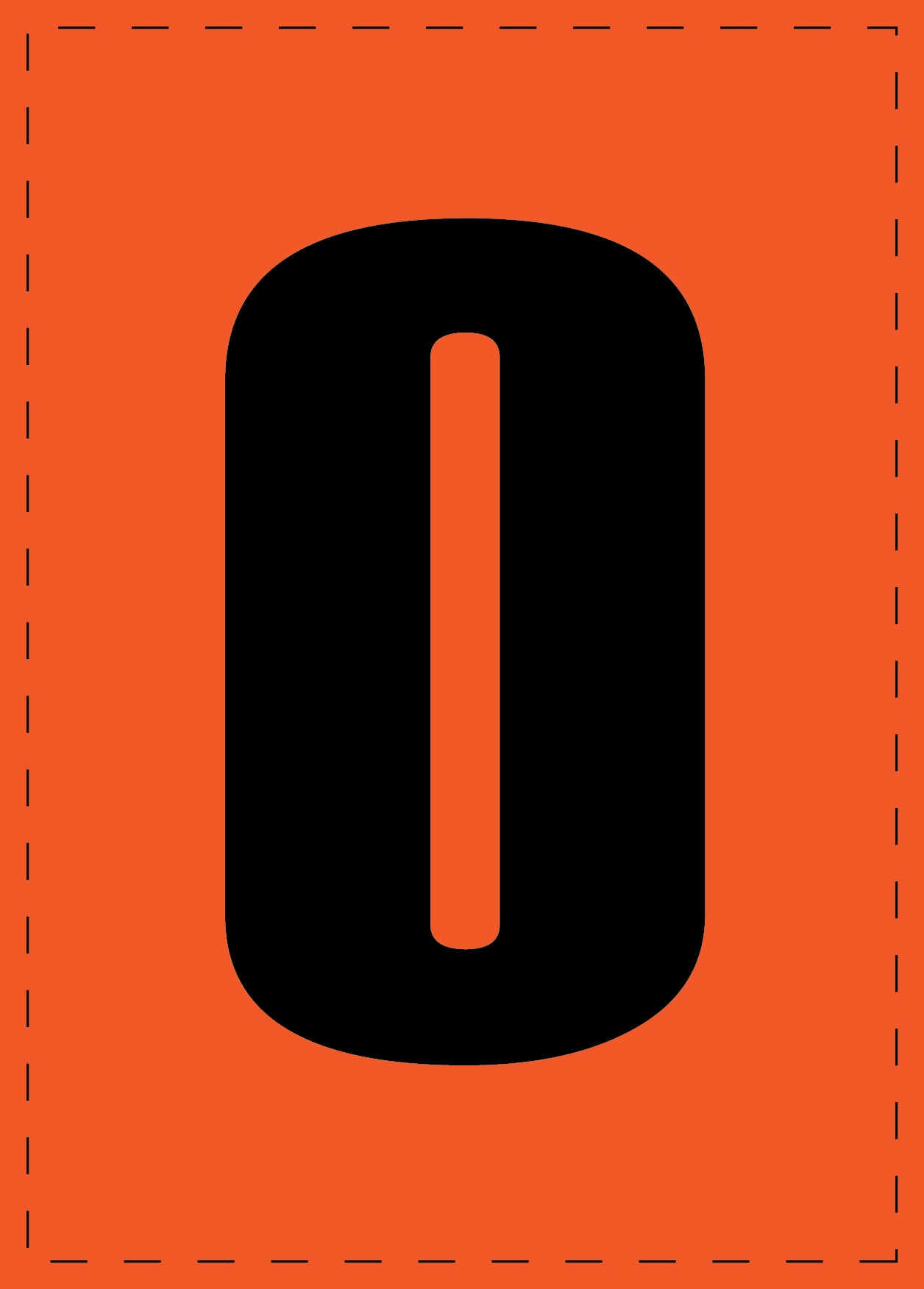 Klebebuchstaben "O" und Zahlenaufkleber schwarze Schrift orange Hintergrund ES-BGPVC-O