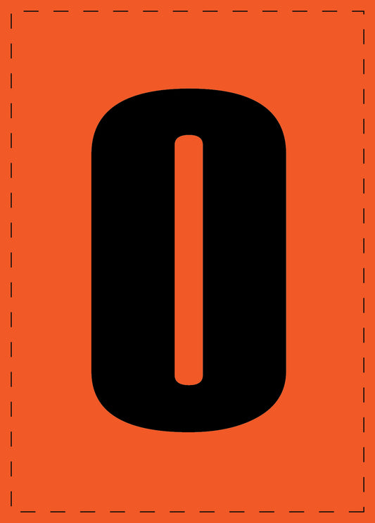 Klebebuchstaben "O" und Zahlenaufkleber schwarze Schrift orange Hintergrund  ES-BGPVC-O