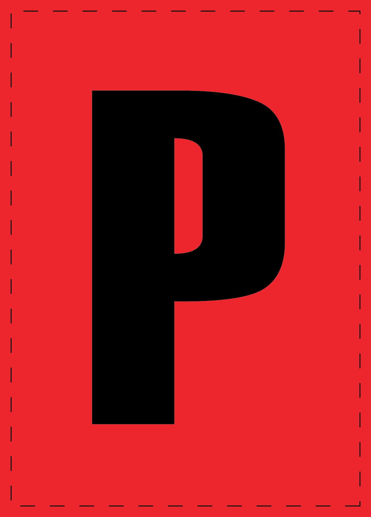 Buchstabe P Klebebuchstaben und Zahlenaufkleber schwarze Schrift roter Hintergrund ES-BGPVC-P