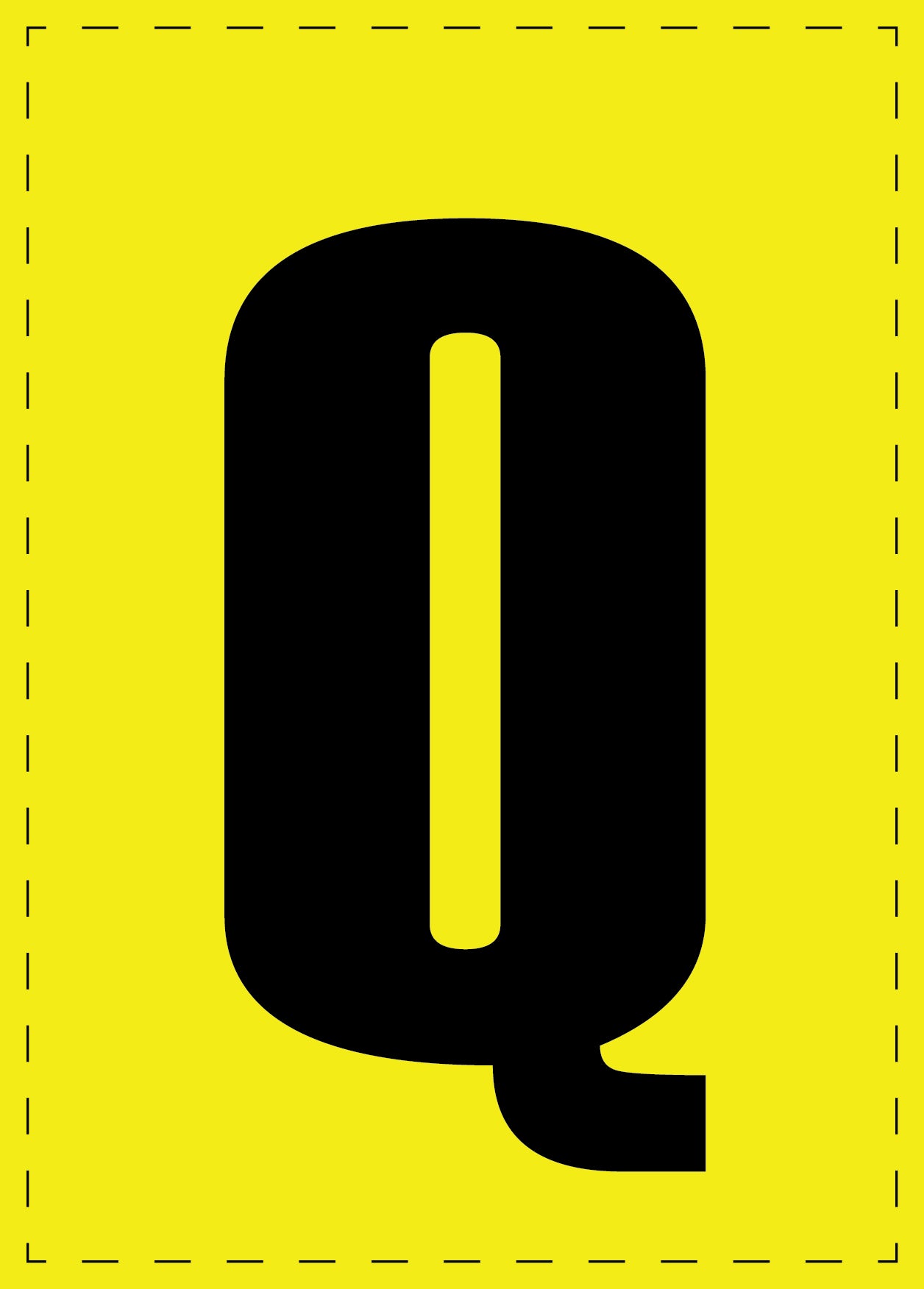 Buchstabe Q Klebebuchstaben und Zahlenaufkleber schwarze Schrift gelber Hintergrund ES-BGPVC-Q-3