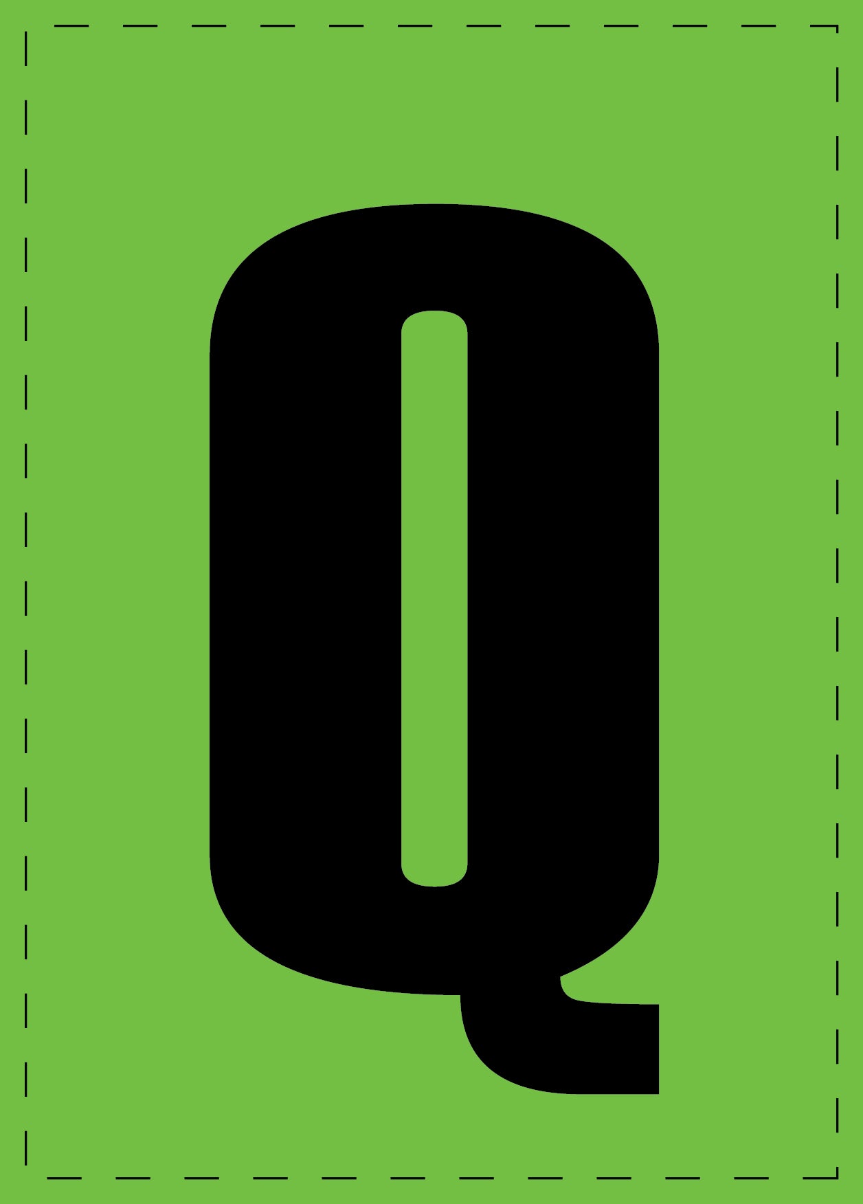 Buchstabe "Q" Klebebuchstaben und Zahlenaufkleber schwarze Schrift grüner Hintergrund ES-BGPVC-Q