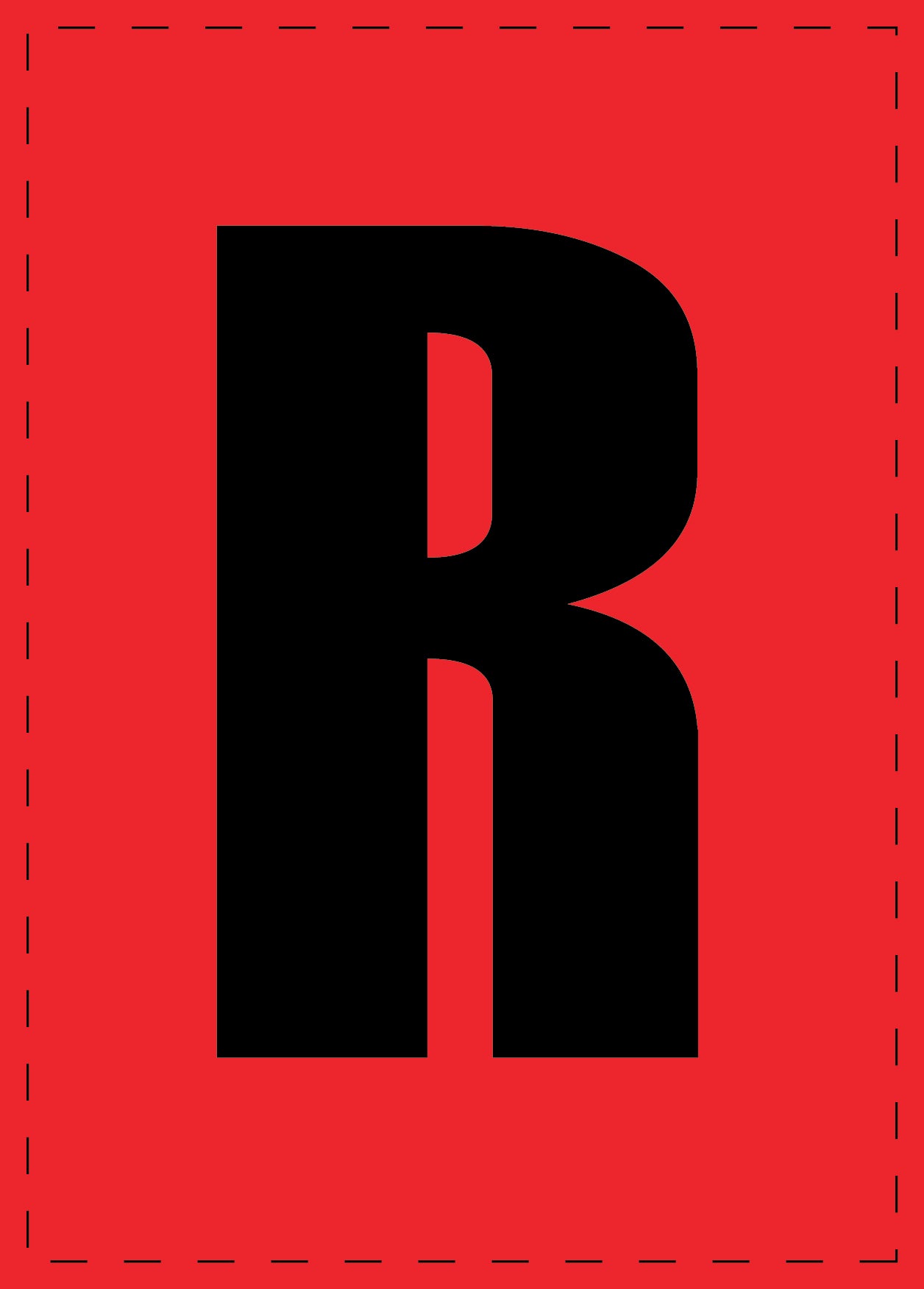 Buchstabe R Klebebuchstaben und Zahlenaufkleber schwarze Schrift roter Hintergrund ES-BGPVC-R