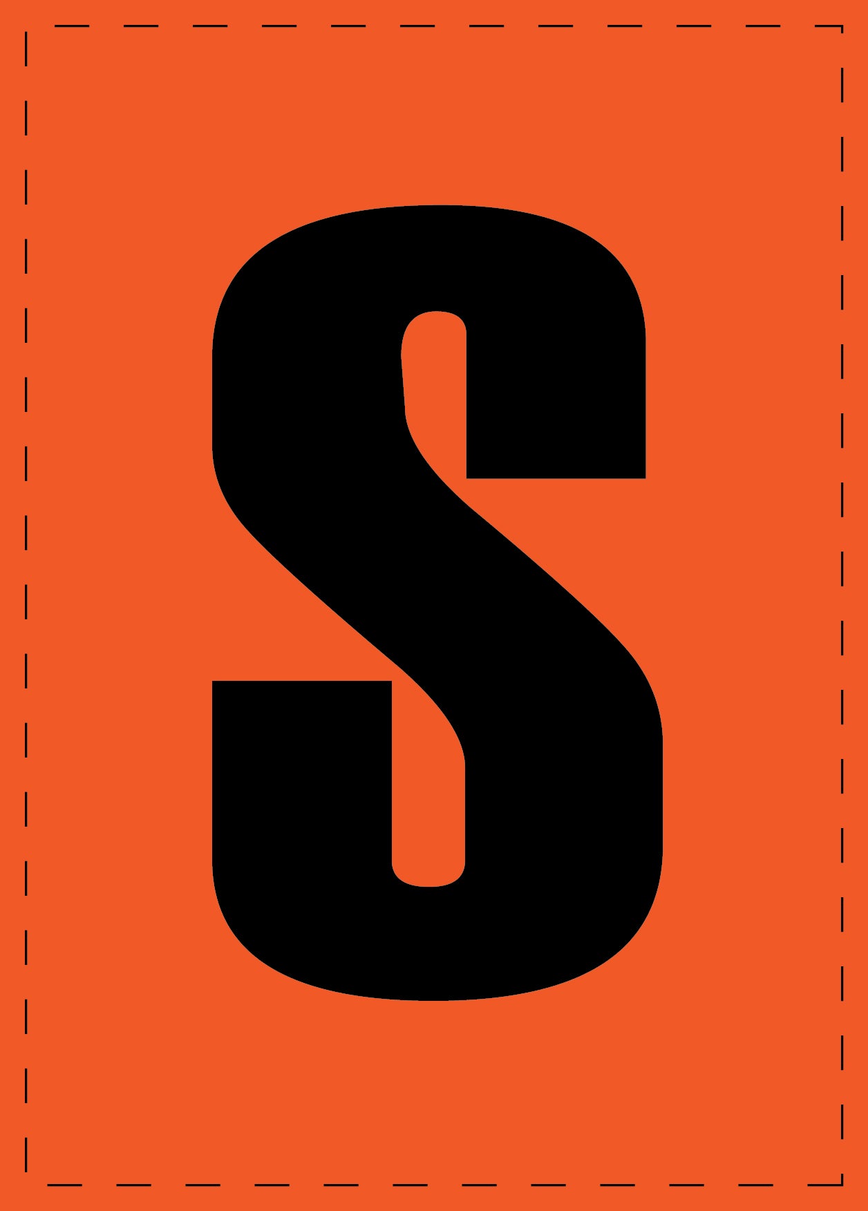 Klebebuchstaben "S" und Zahlenaufkleber schwarze Schrift orange Hintergrund ES-BGPVC-S