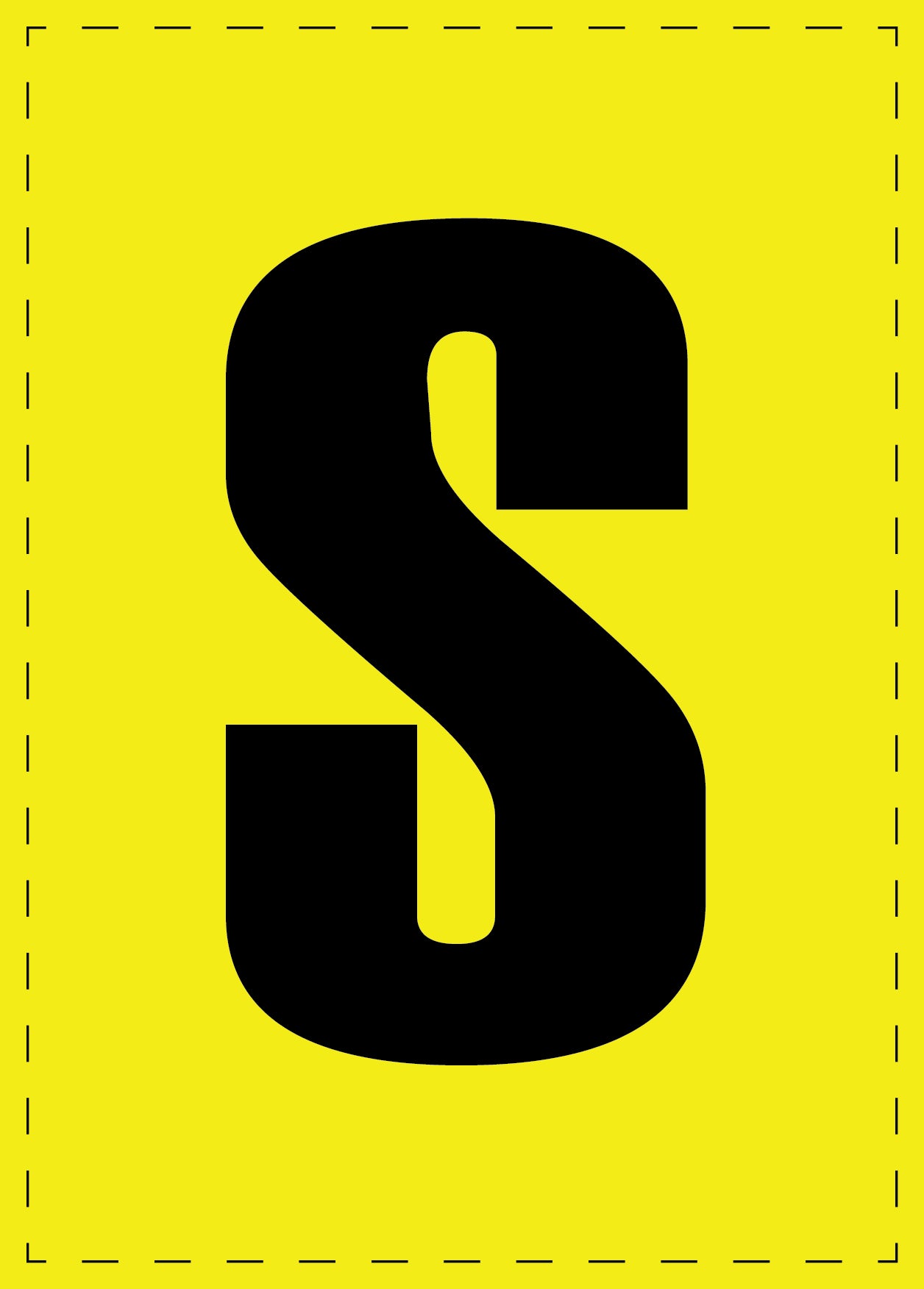 Buchstabe S Klebebuchstaben und Zahlenaufkleber schwarze Schrift gelber Hintergrund ES-BGPVC-S-3