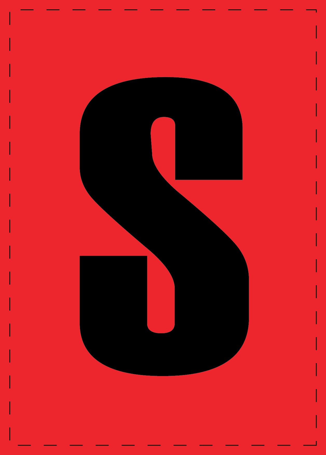 Buchstabe S Klebebuchstaben und Zahlenaufkleber schwarze Schrift roter Hintergrund ES-BGPVC-S