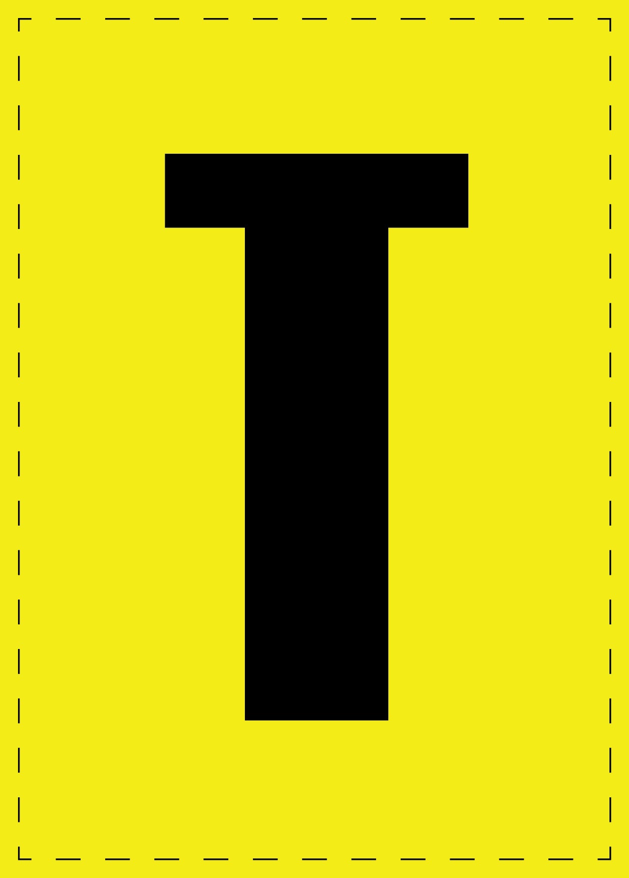 Buchstabe T Klebebuchstaben und Zahlenaufkleber schwarze Schrift gelber Hintergrund ES-BGPVC-S-3