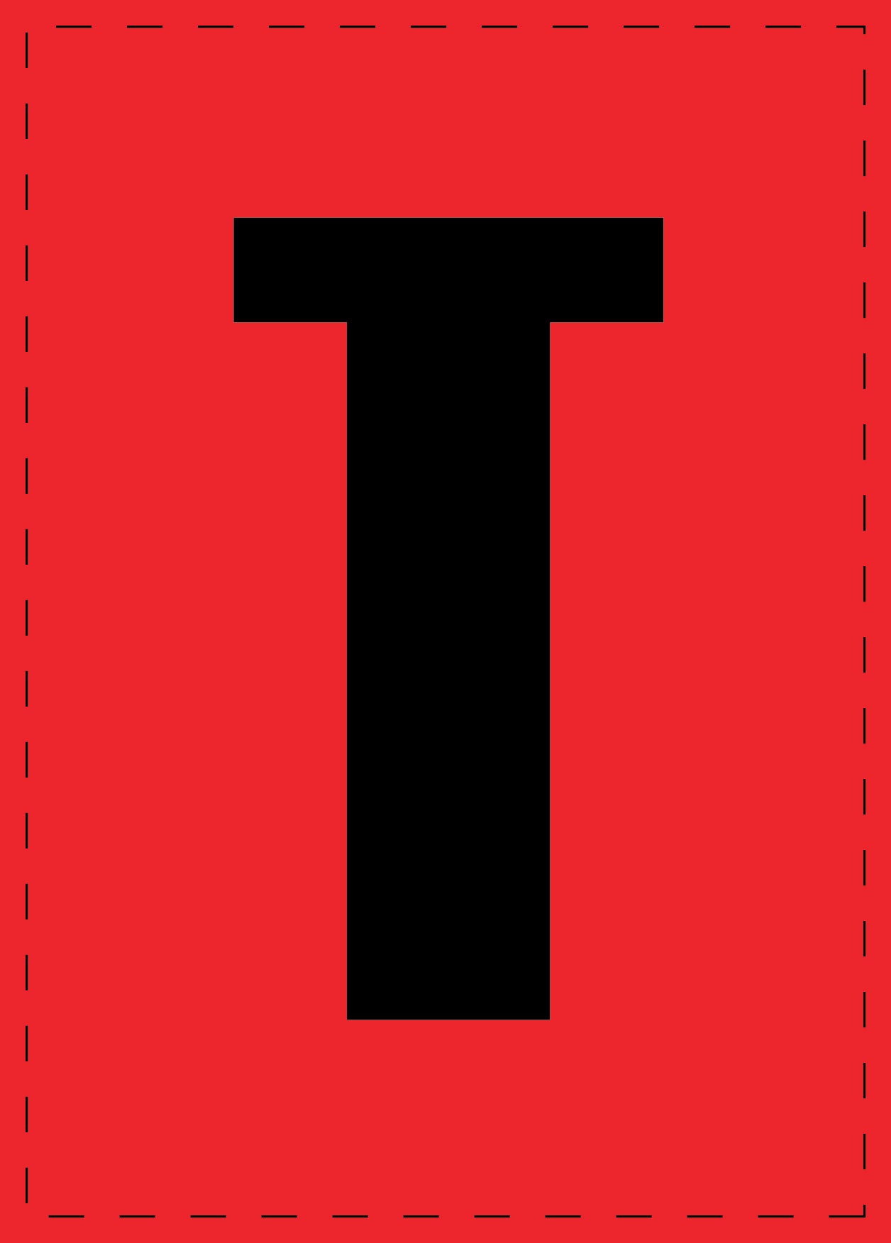 Buchstabe T Klebebuchstaben und Zahlenaufkleber schwarze Schrift roter Hintergrund ES-BGPVC-T