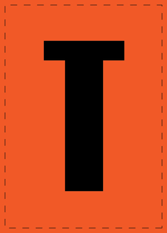 Klebebuchstaben "T" und Zahlenaufkleber schwarze Schrift orange Hintergrund  ES-BGPVC-T