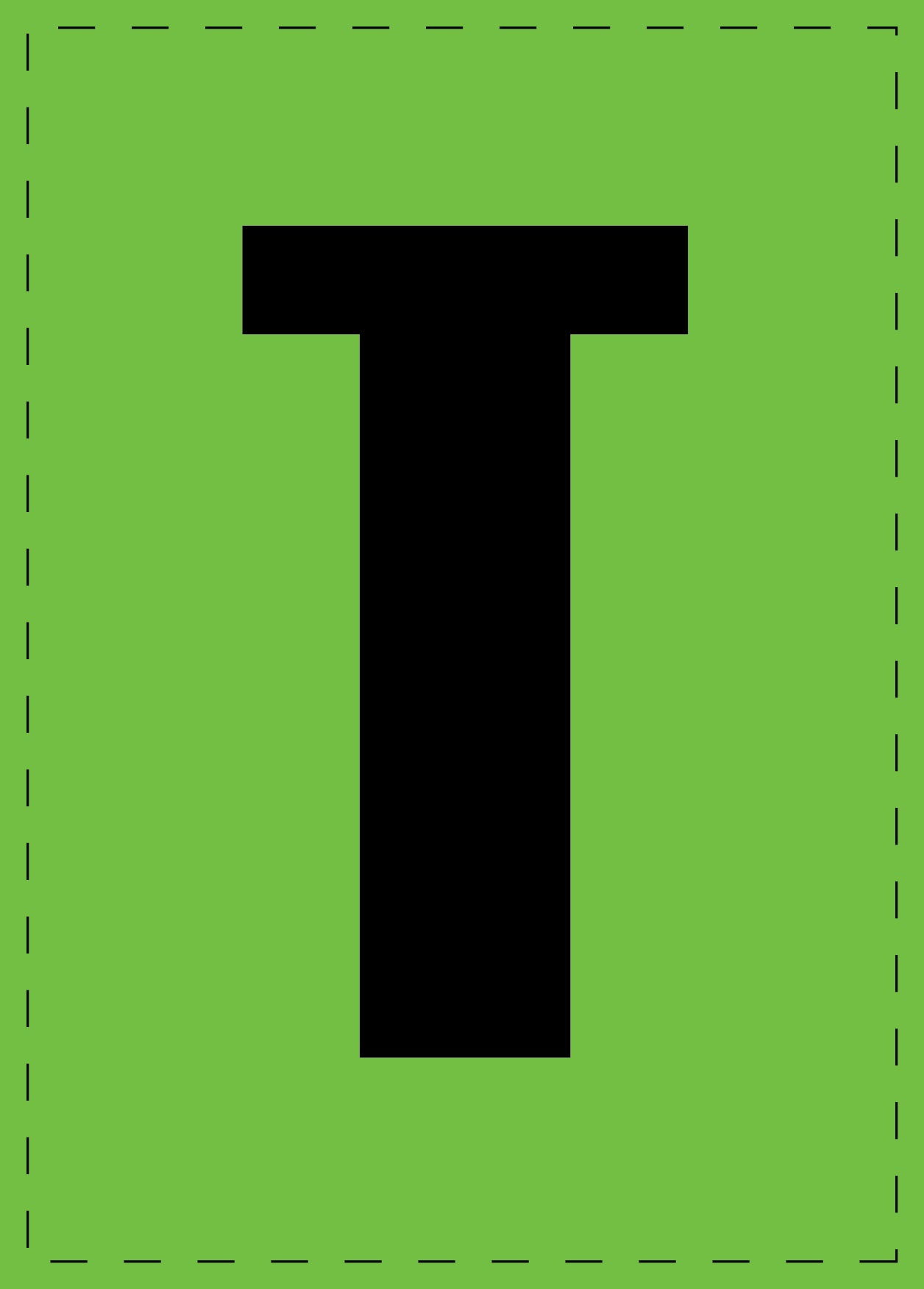 Buchstabe "T" Klebebuchstaben und Zahlenaufkleber schwarze Schrift grüner Hintergrund ES-BGPVC-T