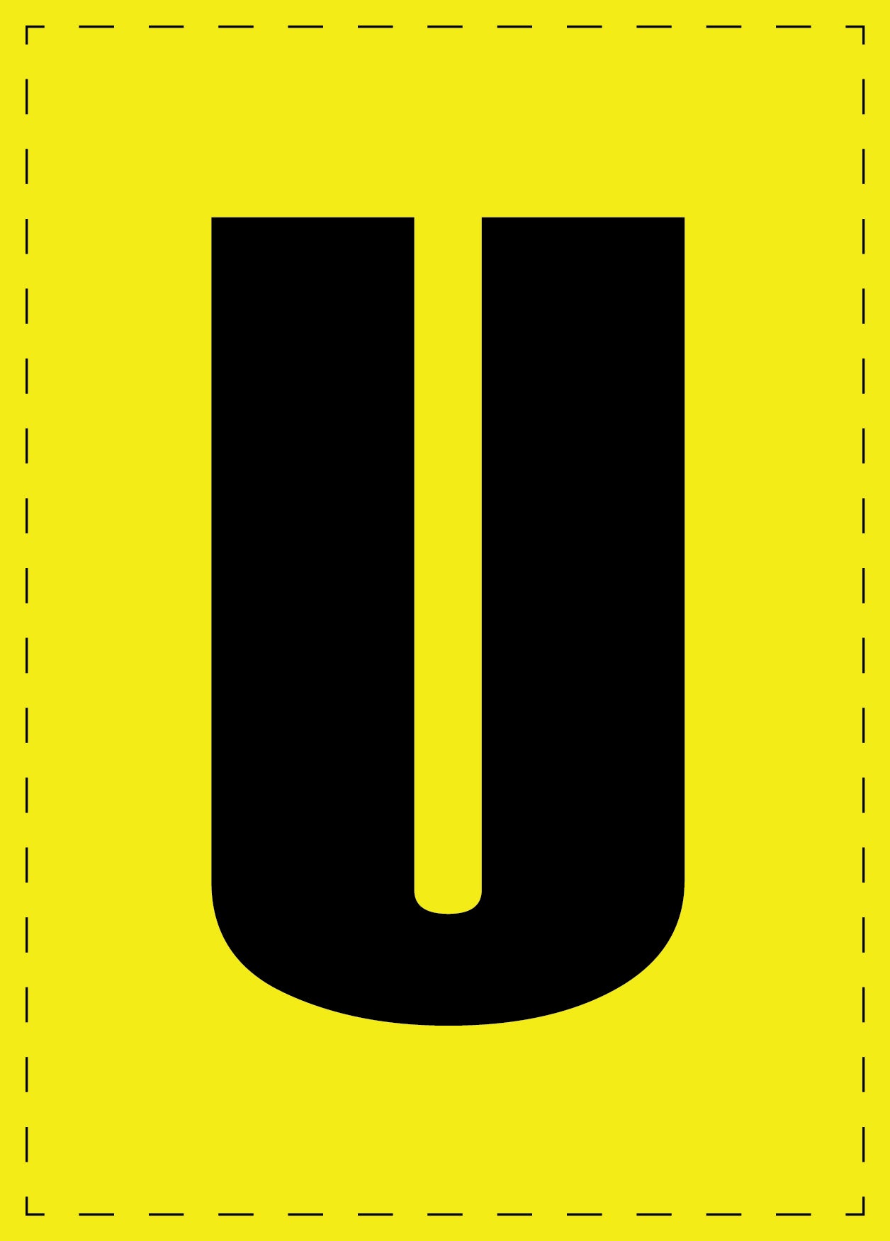 Buchstabe U Klebebuchstaben und Zahlenaufkleber schwarze Schrift gelber Hintergrund ES-BGPVC-U-3