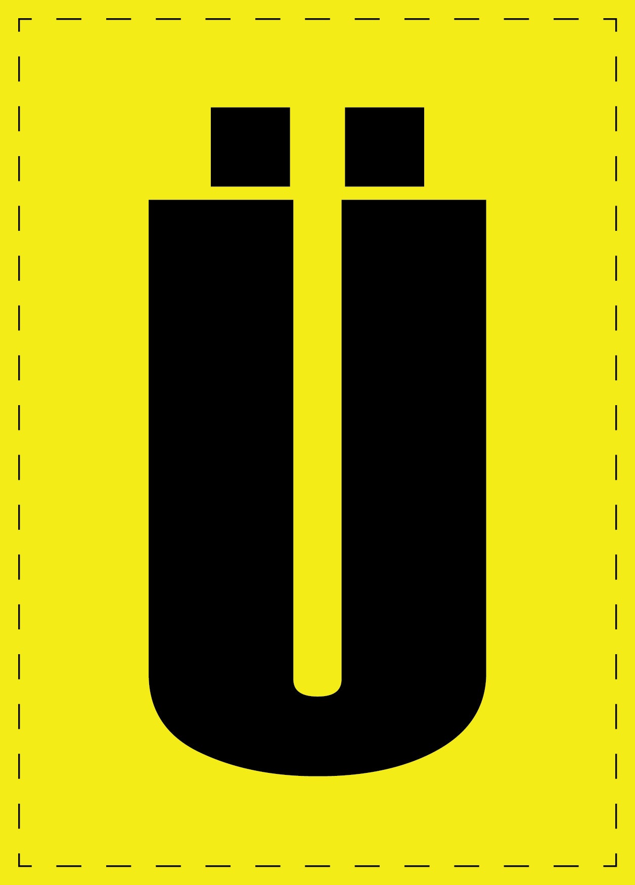 Buchstabe UE Klebebuchstaben und Zahlenaufkleber schwarze Schrift gelber Hintergrund ES-BGPVC-UE-3
