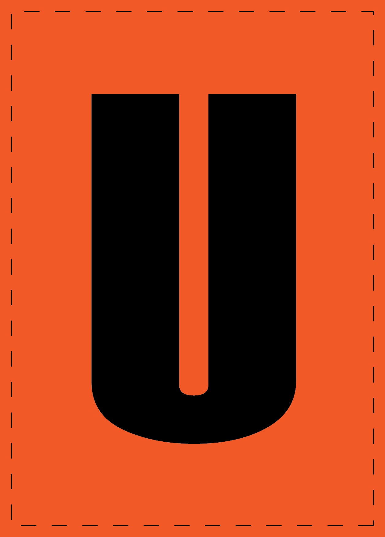 Klebebuchstaben "U" und Zahlenaufkleber schwarze Schrift orange Hintergrund ES-BGPVC-U