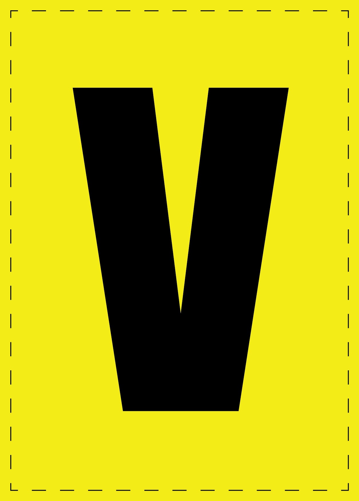 Buchstabe V Klebebuchstaben und Zahlenaufkleber schwarze Schrift gelber Hintergrund ES-BGPVC-V-3