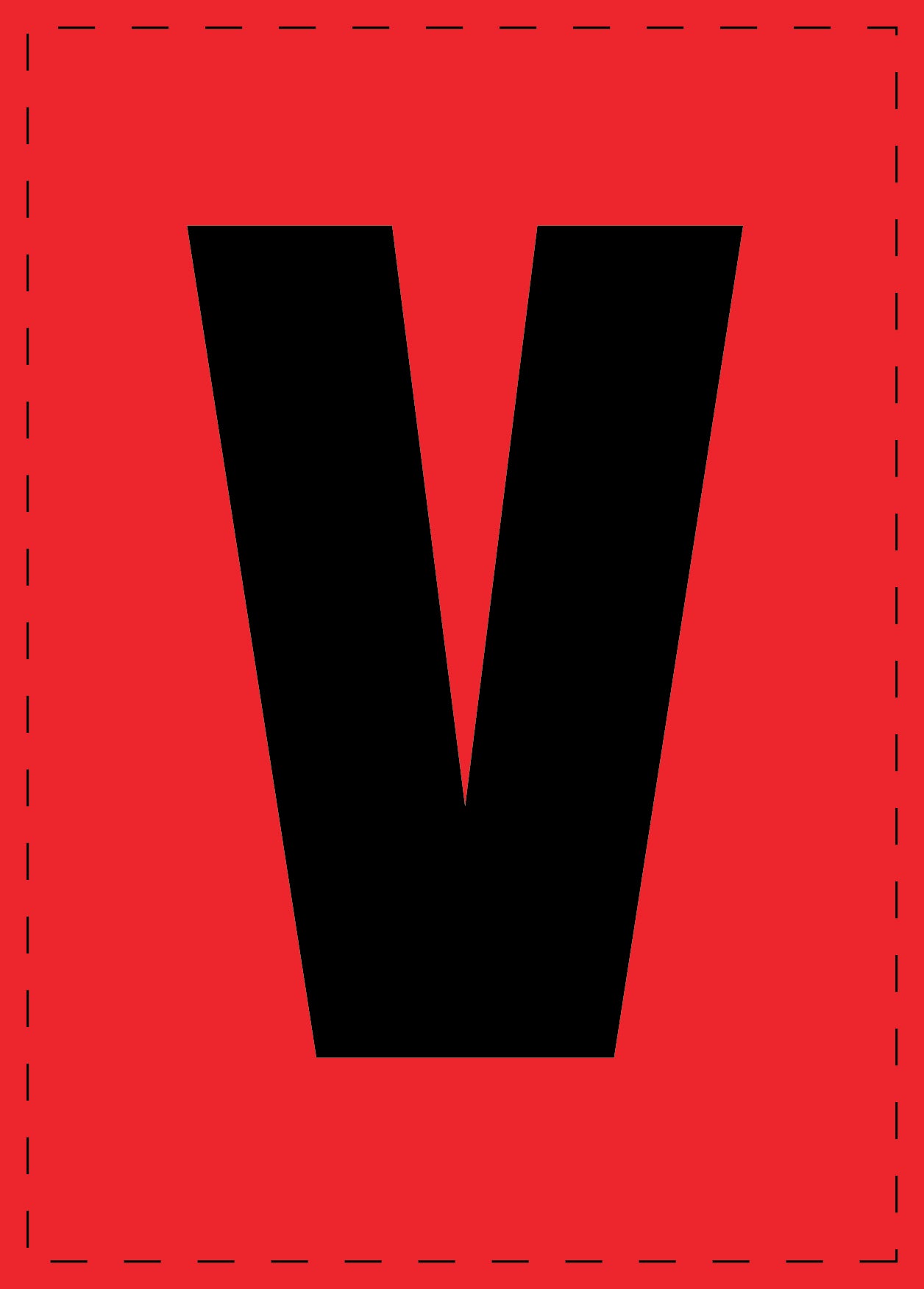 Buchstabe V Klebebuchstaben und Zahlenaufkleber schwarze Schrift roter Hintergrund ES-BGPVC-V