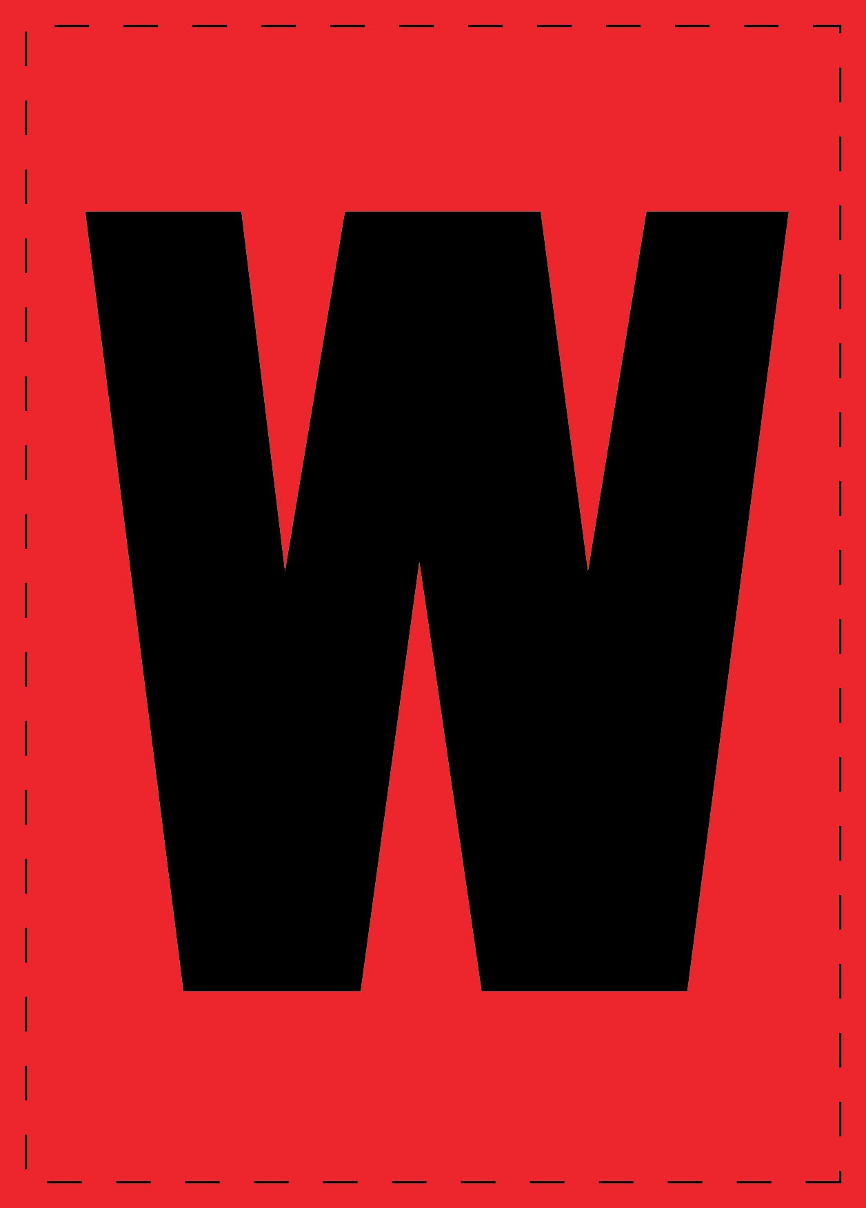 Buchstabe W Klebebuchstaben und Zahlenaufkleber schwarze Schrift roter Hintergrund ES-BGPVC-W
