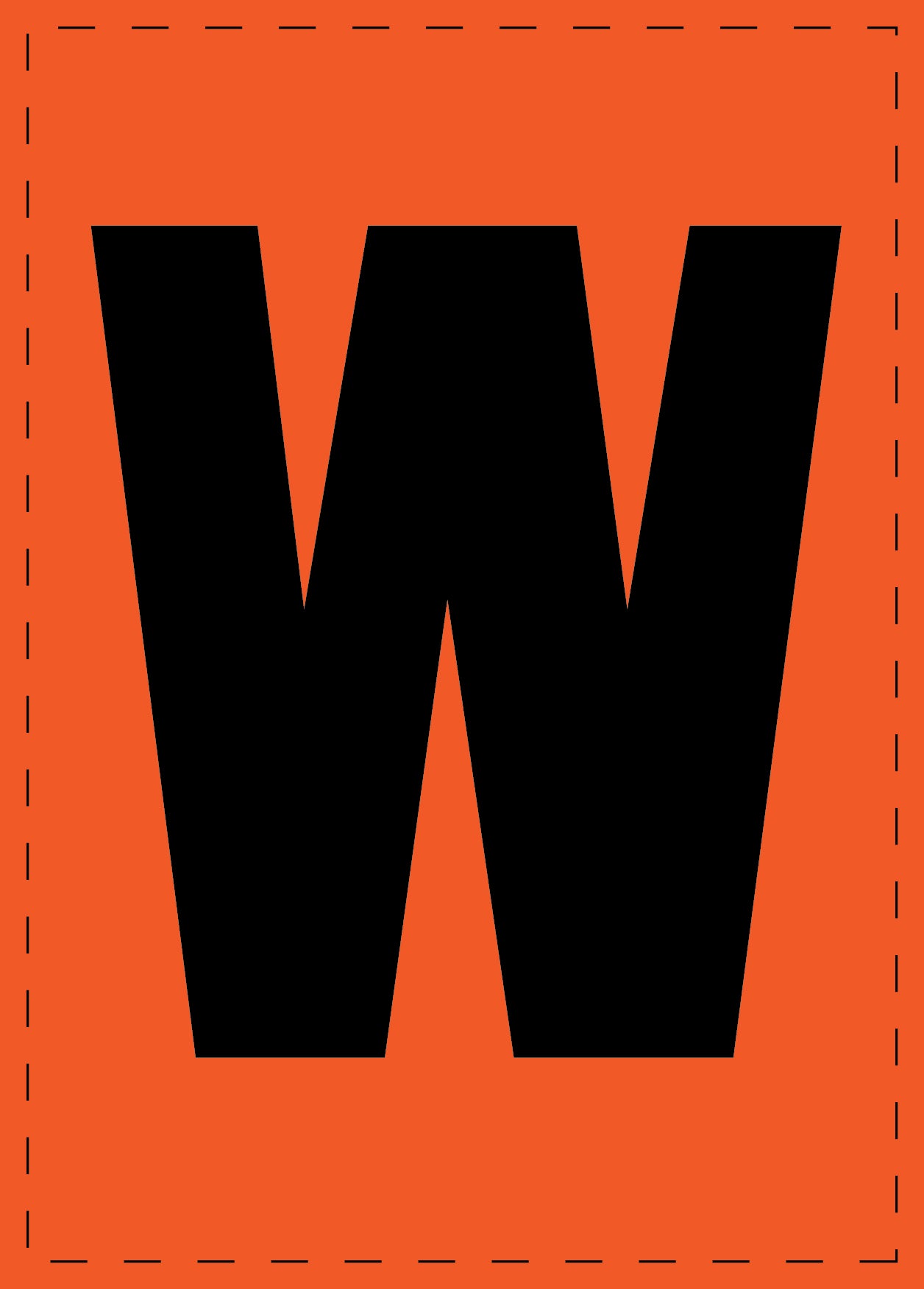 Klebebuchstaben "W" und Zahlenaufkleber schwarze Schrift orange Hintergrund ES-BGPVC-W