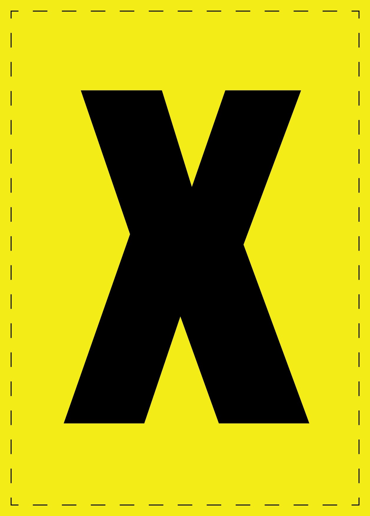 Buchstabe X Klebebuchstaben und Zahlenaufkleber schwarze Schrift gelber Hintergrund ES-BGPVC-X-3