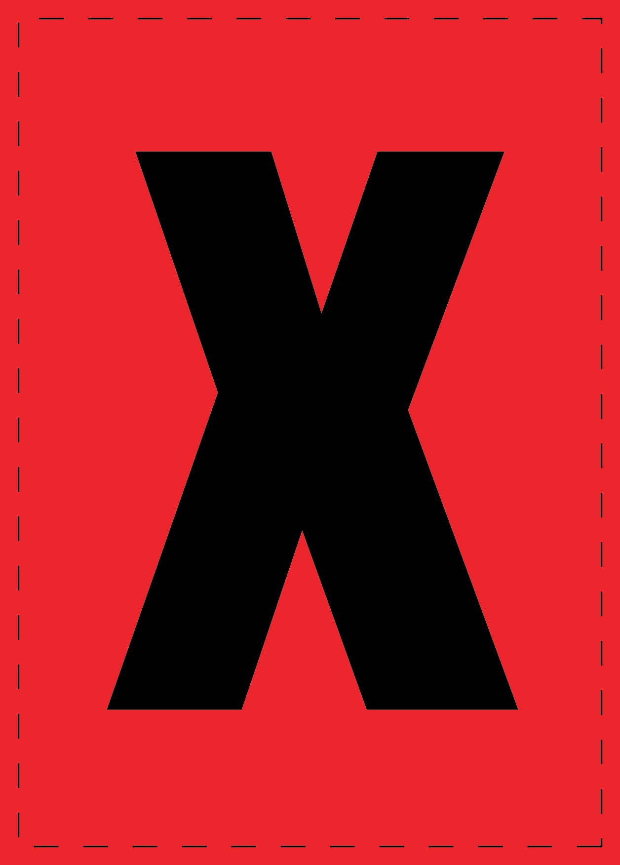 Buchstabe X Klebebuchstaben und Zahlenaufkleber schwarze Schrift roter Hintergrund ES-BGPVC-X