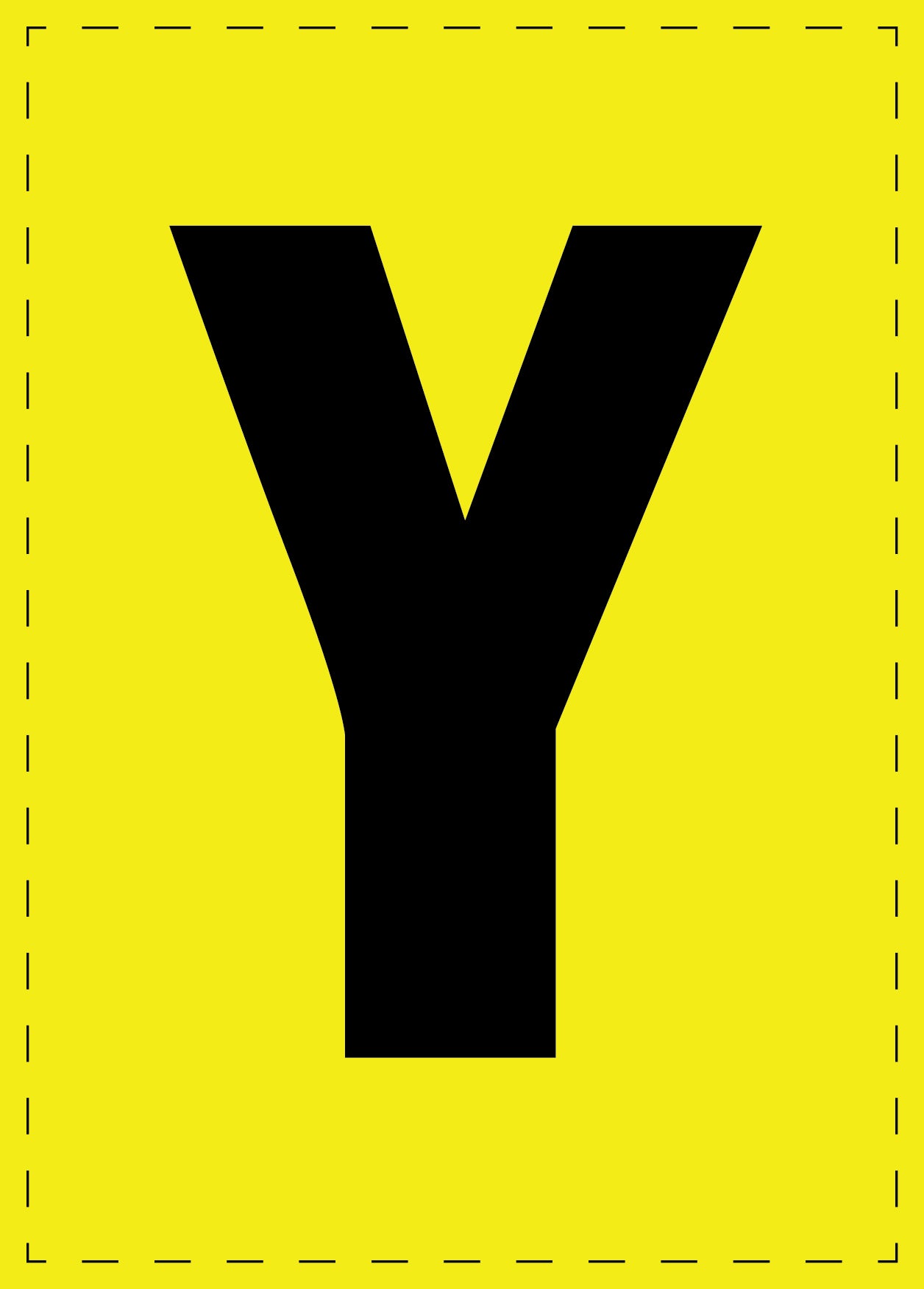 Buchstabe Y Klebebuchstaben und Zahlenaufkleber schwarze Schrift gelber Hintergrund ES-BGPVC-Y-3