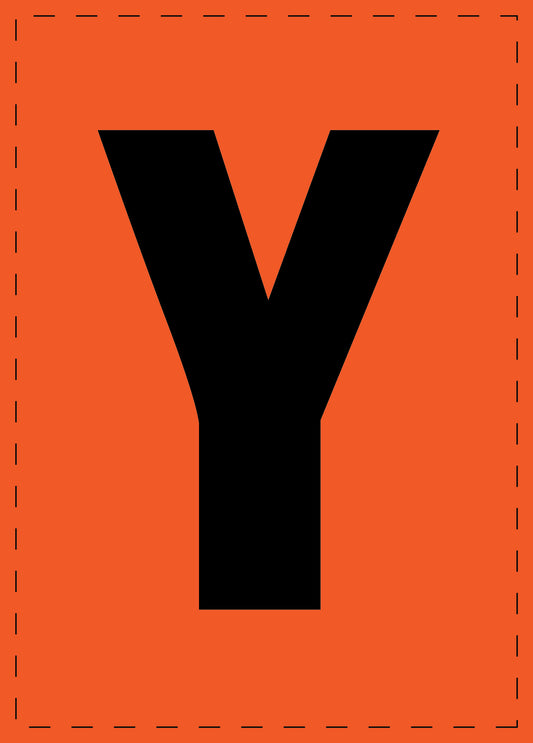 Klebebuchstaben "Y" und Zahlenaufkleber schwarze Schrift orange Hintergrund  ES-BGPVC-Y